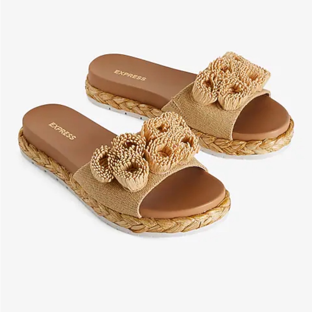 Express Woven Flower Strap Flat Sandals Size 7